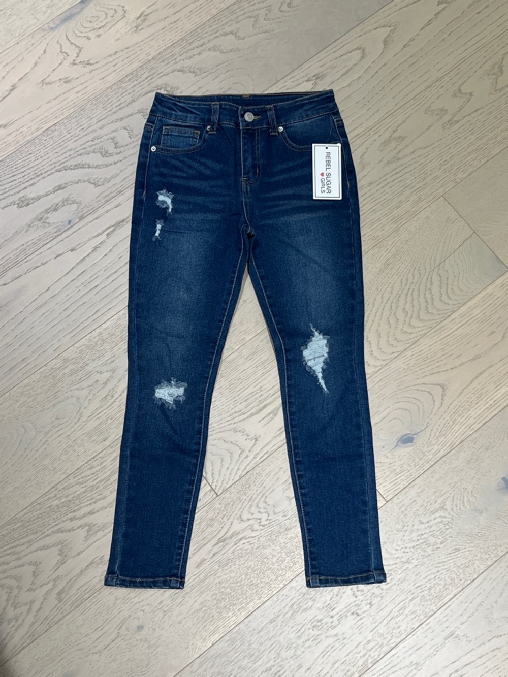 GIRL'S Rebel Sugar Dark Blue Ripped Skinny Jeans